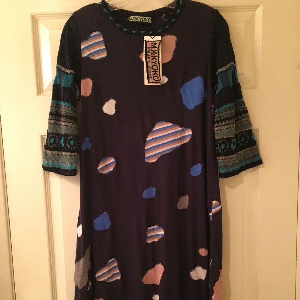 M. & KYOKO Japan cotton knit "Clouds" dress S-M